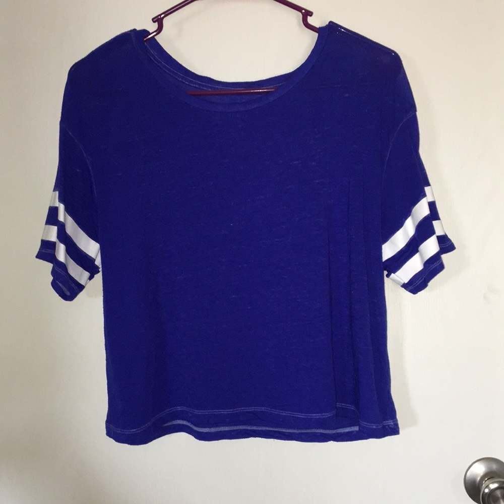 Thin blue AE crop top